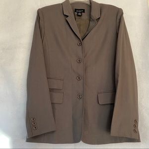 Grace Stretch Taupe Single Breasted 4-Button Blazer Jacket Fully Lined Size 8